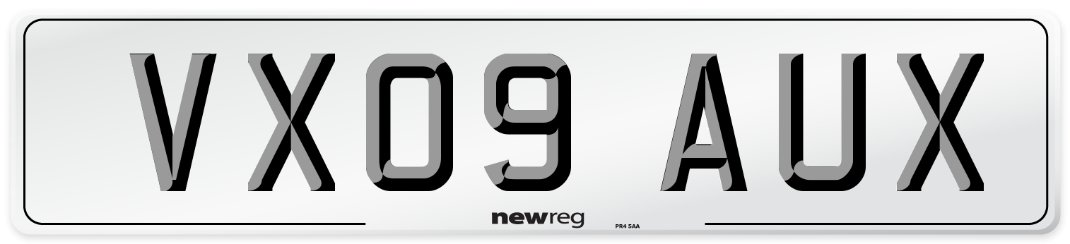 VX09 AUX Number Plate from New Reg